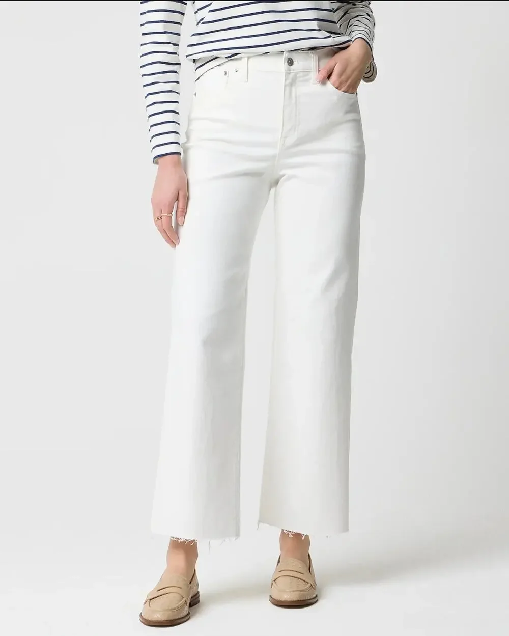 J.Crew White Wide Leg Cropped Jeans All Day Stretch NWT Size 29 BR051